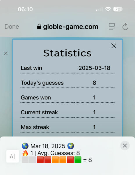 Globle guess the country game