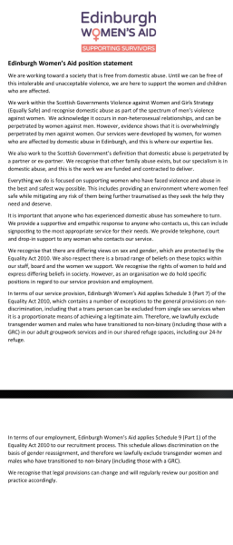 Support for Edinburgh Women's Aid