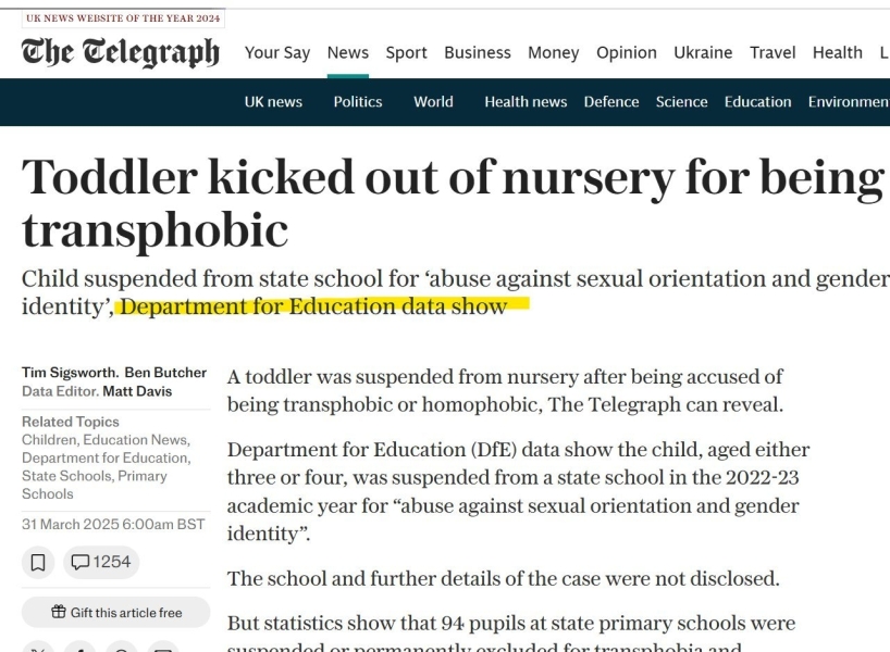 Toddler is kicked out of nursery 'for being transphobic'