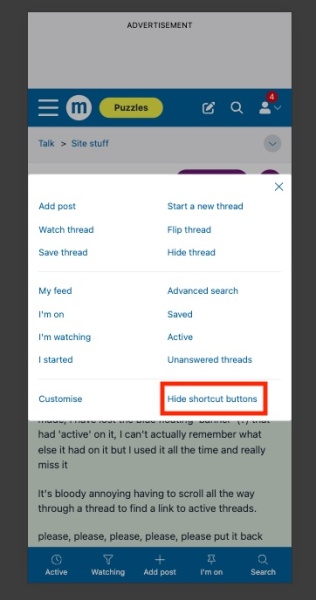 Bring back the blue bar with Active on it.