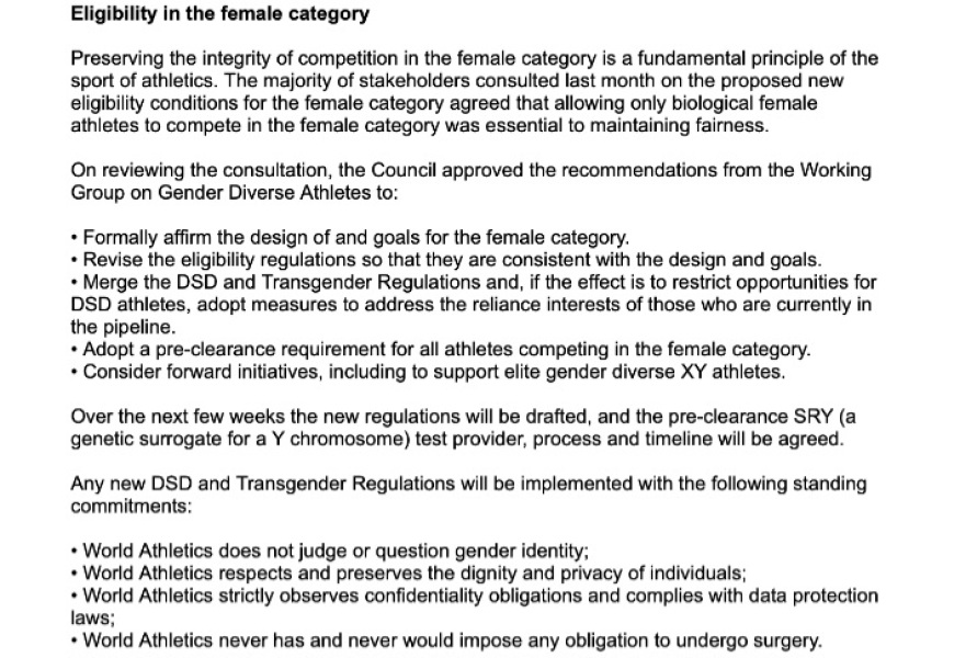 Cheek swabs for World Athletics