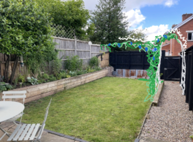 Help with blocking house at end of garden!
