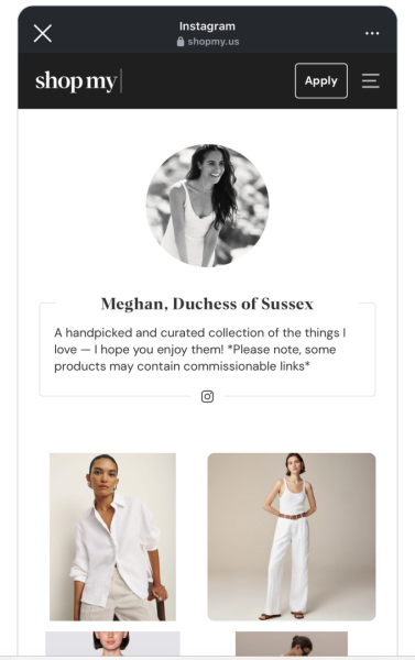 Meghan now flogging clothes for commission.