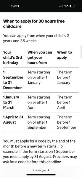 Term dates for nursery funding