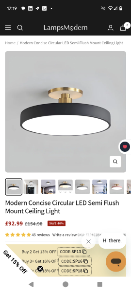 Anyone got a semi flush light with a ceiling rose?