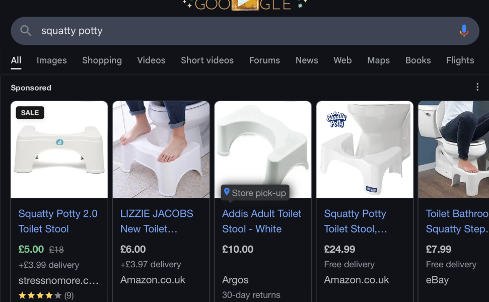 Help! She's standing on the toilet seat!!