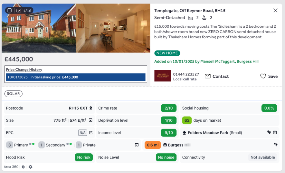 High risk of flooding from surface water