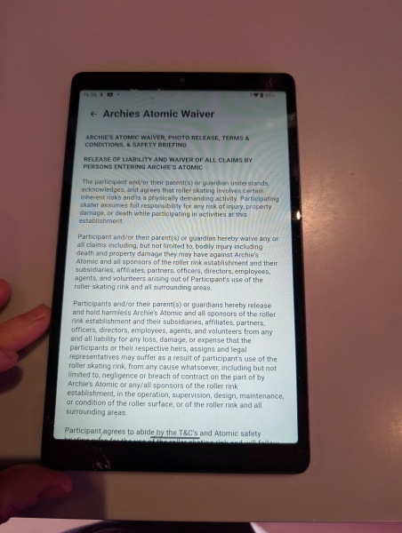 Waiver to go roller skating