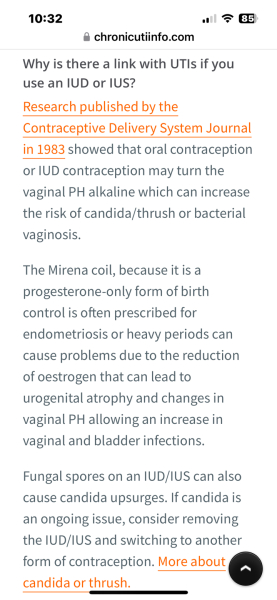 Mirena, menopause and uti/urination