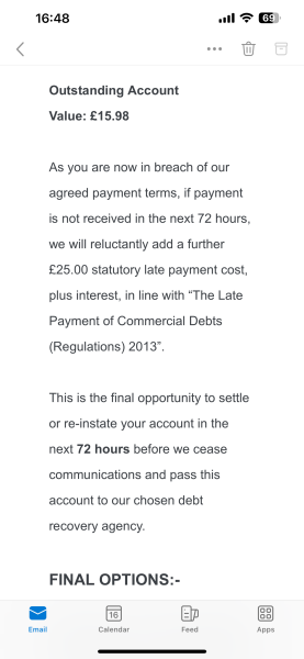 Team RH - has anyone actually been visited by a debt collector