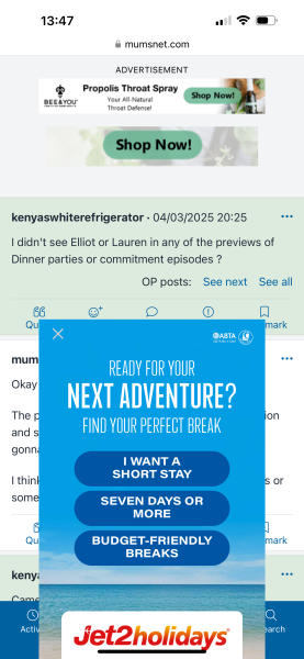 Jet2 ad blocking navigation buttons again