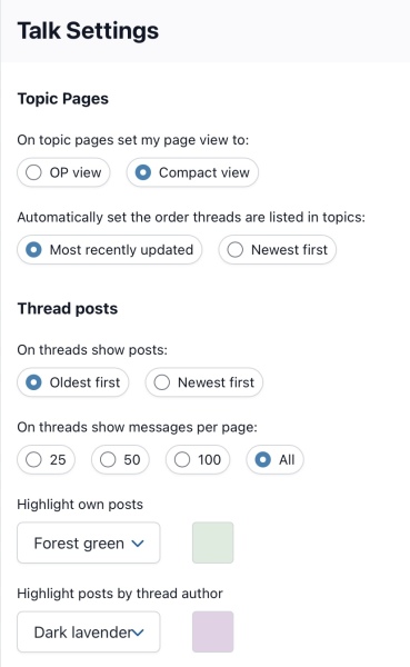 What are the current options for how many posts per page on a thread?