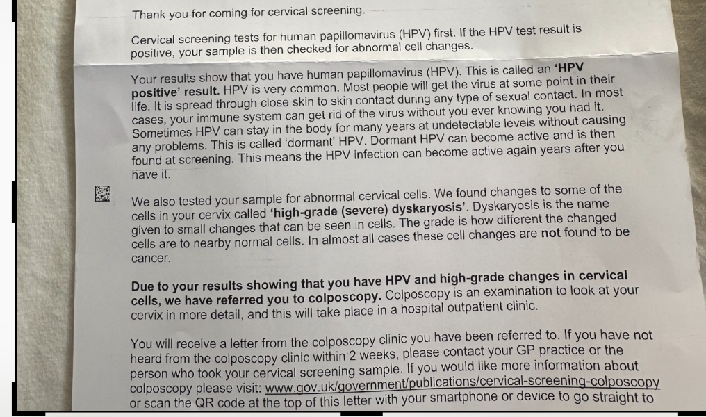 Cervical Screening Come Positive