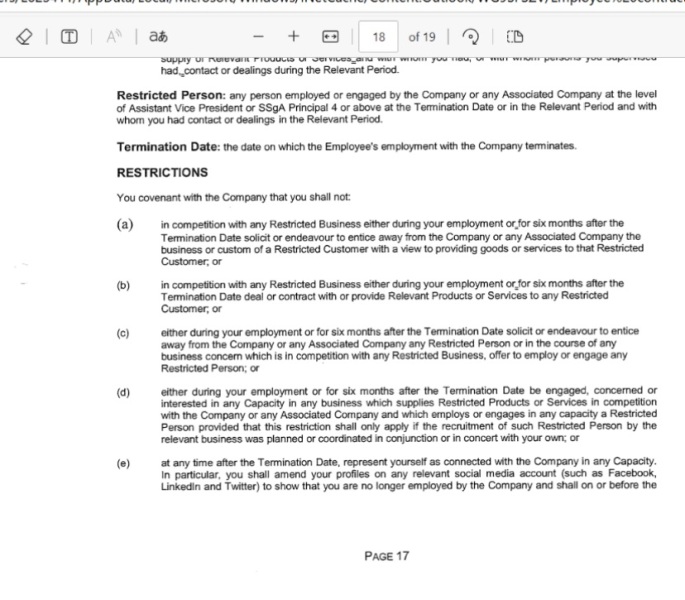 Please could you advise if this is a non compete contract and whether it prevents me from working for competitor?