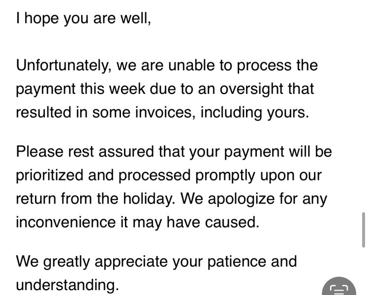 Payment/advice am I overreacting /self employed