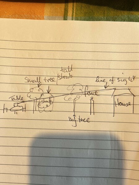 Help with blocking house at end of garden!
