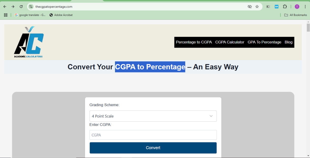 CGPA to Percentage