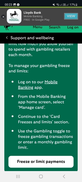 To tell you to block gambling payments on your banking app