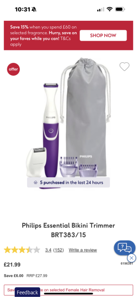 Bikini trimmer/shaver recs