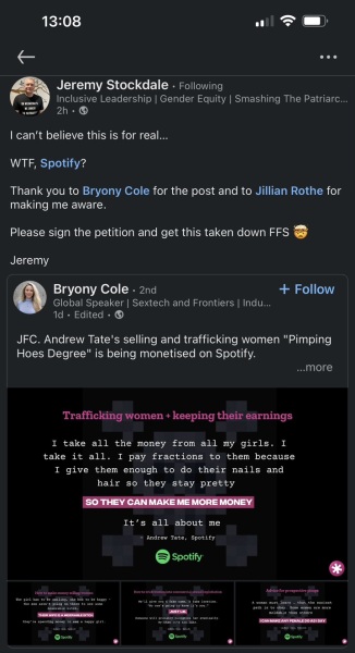 Andrew Tate and Spotify