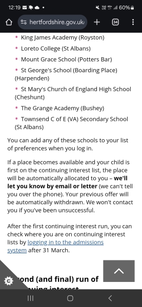 Help with secondary admissions