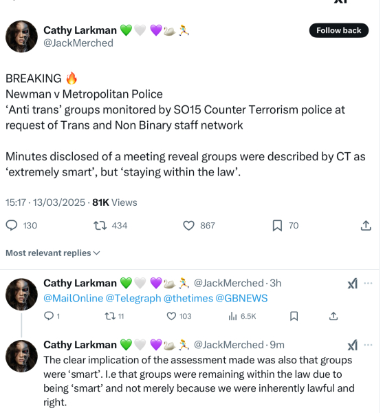 To think that knowing humans can’t change sex isn’t a terror offence
