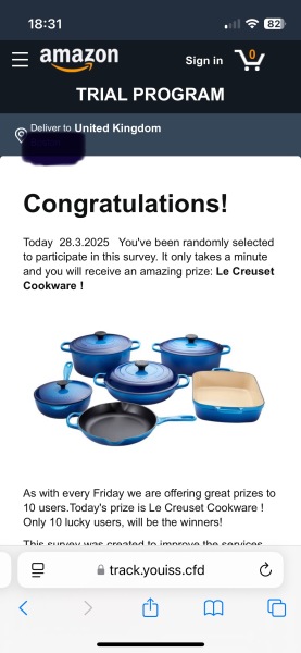 Amazon survey pop up