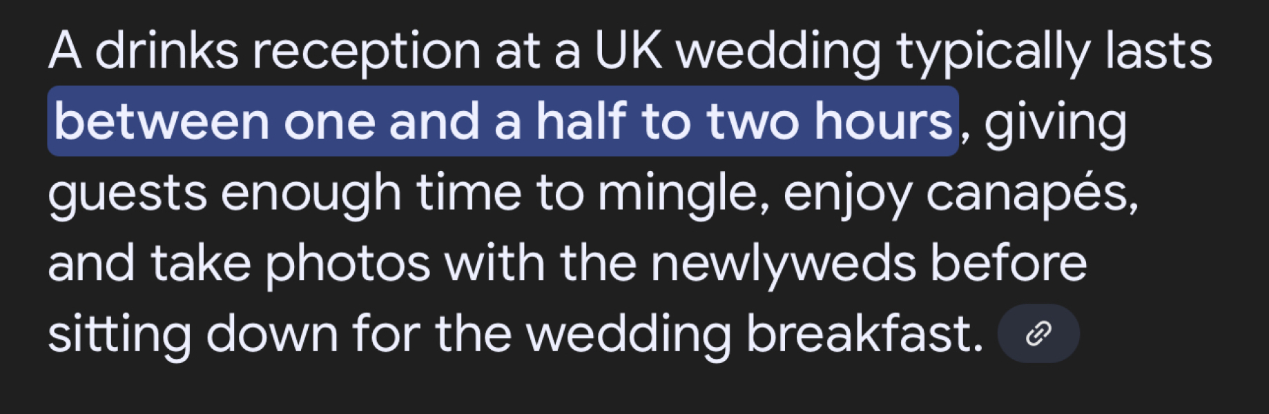 Do people expect food after dinner at wedding?