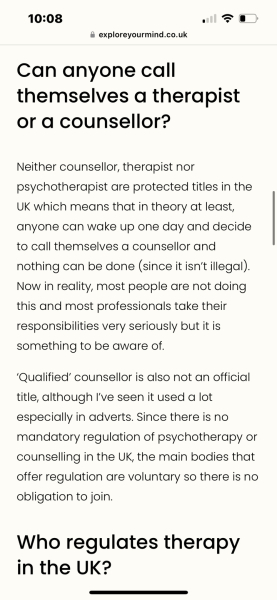 What is the thing that put you off your counsellor?