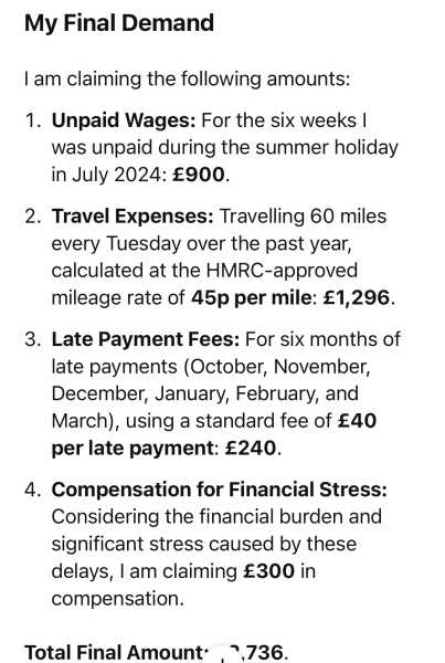 Payment/advice am I overreacting /self employed