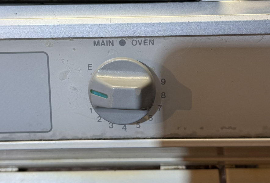 "E" on old gas oven dial