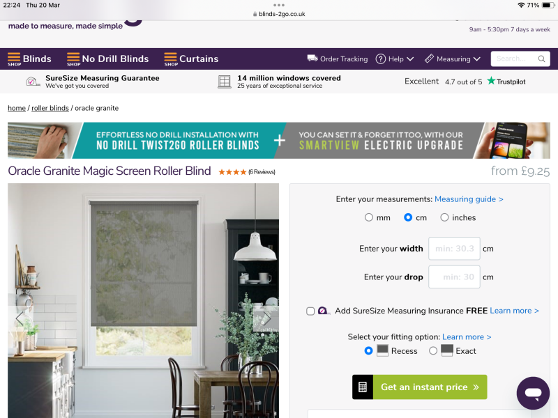 Roller blind that is not full blackout - but not "sheer" either