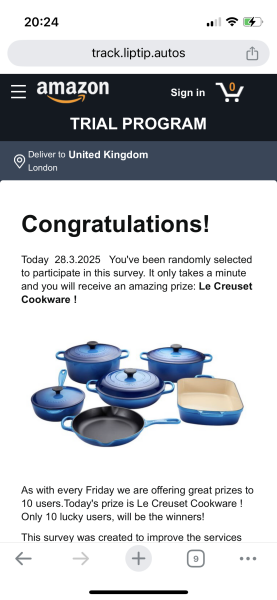 Amazon survey pop up