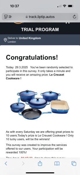 Amazon survey pop up