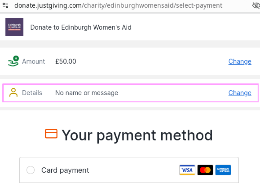 Support for Edinburgh Women's Aid