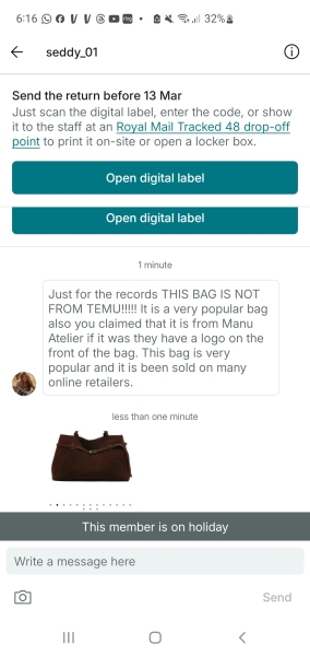 To think I've been ripped off / scammed? Vinted