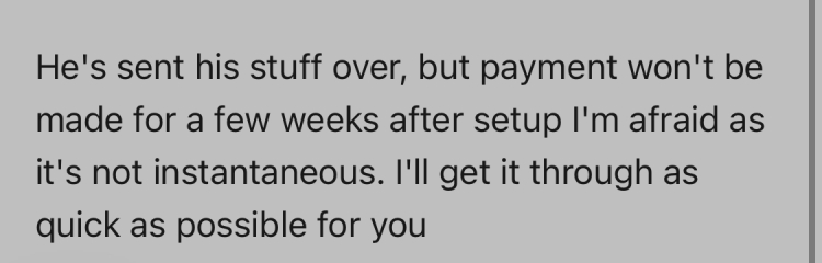Payment/advice am I overreacting /self employed