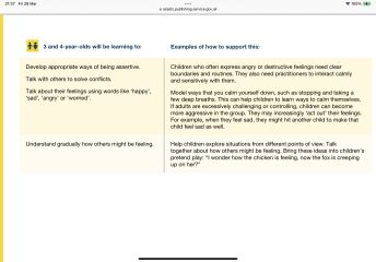 EYFS guidelines around children managing adults emotions