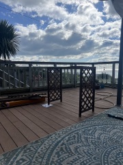 Help with dark dingy outdoor passageway to our front door?