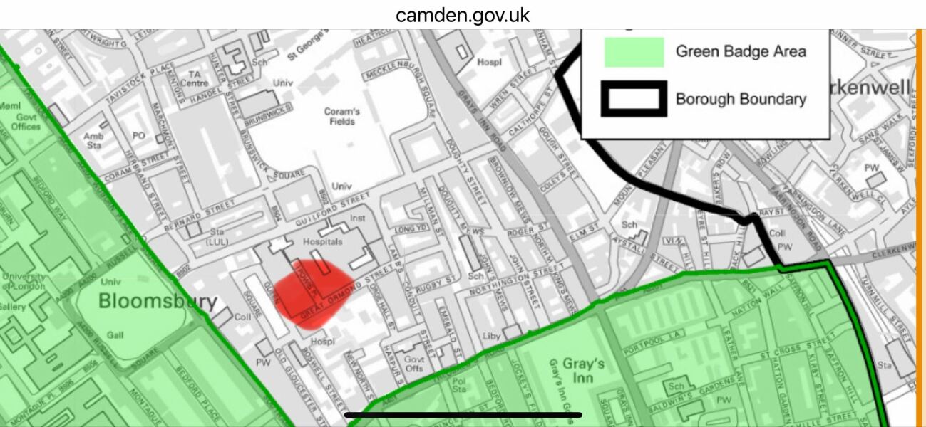 Anyone know about  ON STREET parking near Great Ormond St Hospital?