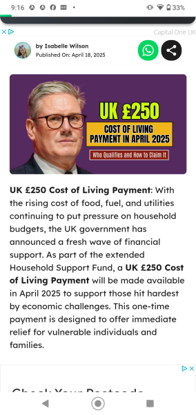 Cost of Living payment