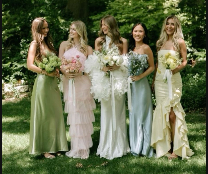 What do you think of this bridesmaids look (totally different dresses)