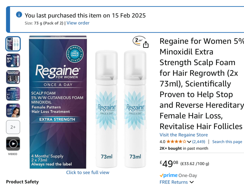 Minoxidil and hair washing