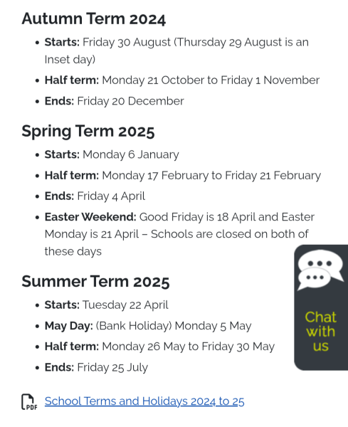 We call them all "half term" here..