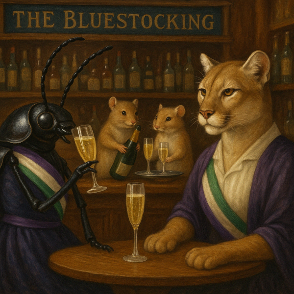 The Bluestocking - where women are women, and small furry animals are gerbils, quokkas,  capybaras, or a red panda called Rosy