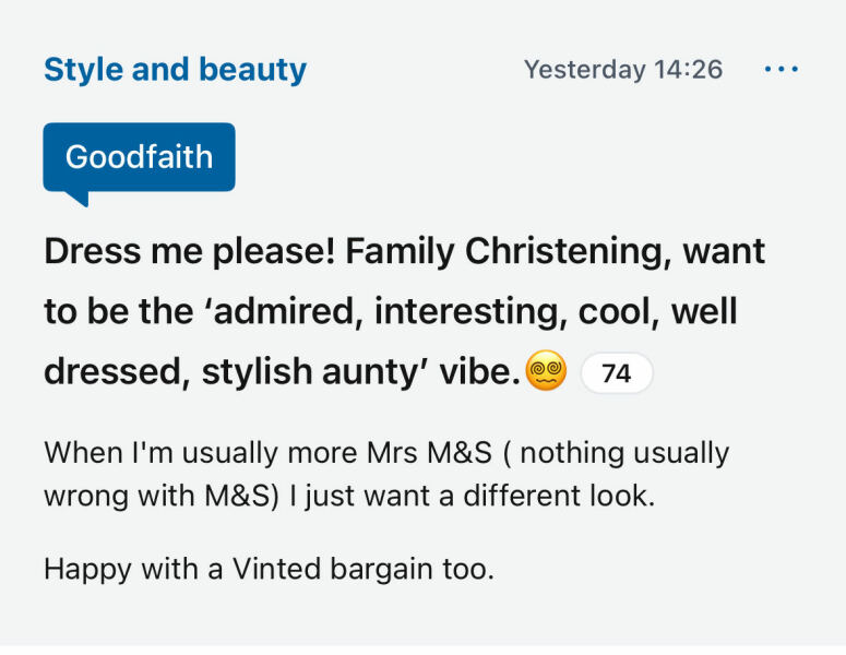 Dress me please! Family Christening, want to be the ‘admired, interesting, cool, well dressed, stylish aunty’ vibe.😵‍💫