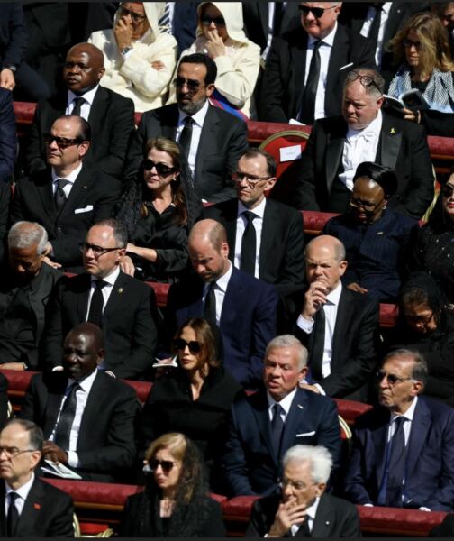 Prince William not in black at Pope's funeral