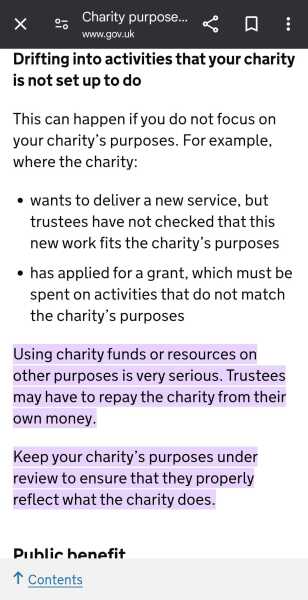 Charities whose charitable registration states women and girls but use funds to provide services for TiM