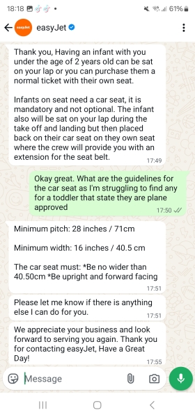 Car seat for flight with 19 month old