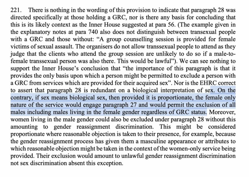 Supreme Court - are single gender spaces still allowed?